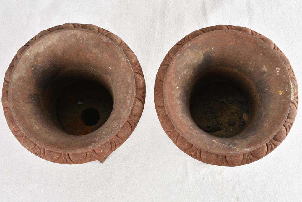 PAIR OF CAST IRON MEDICI PLANTERS - 19TH CENTURY 17"