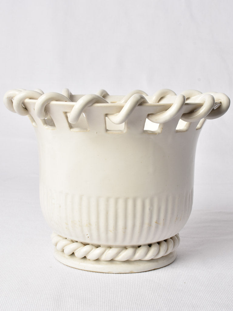 Collection of 3 Émile Tessier cache pots w/ woven detail 6¾"