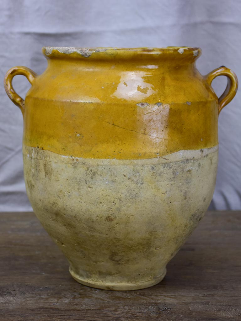 Large French confit pot with ochre glaze 11½"