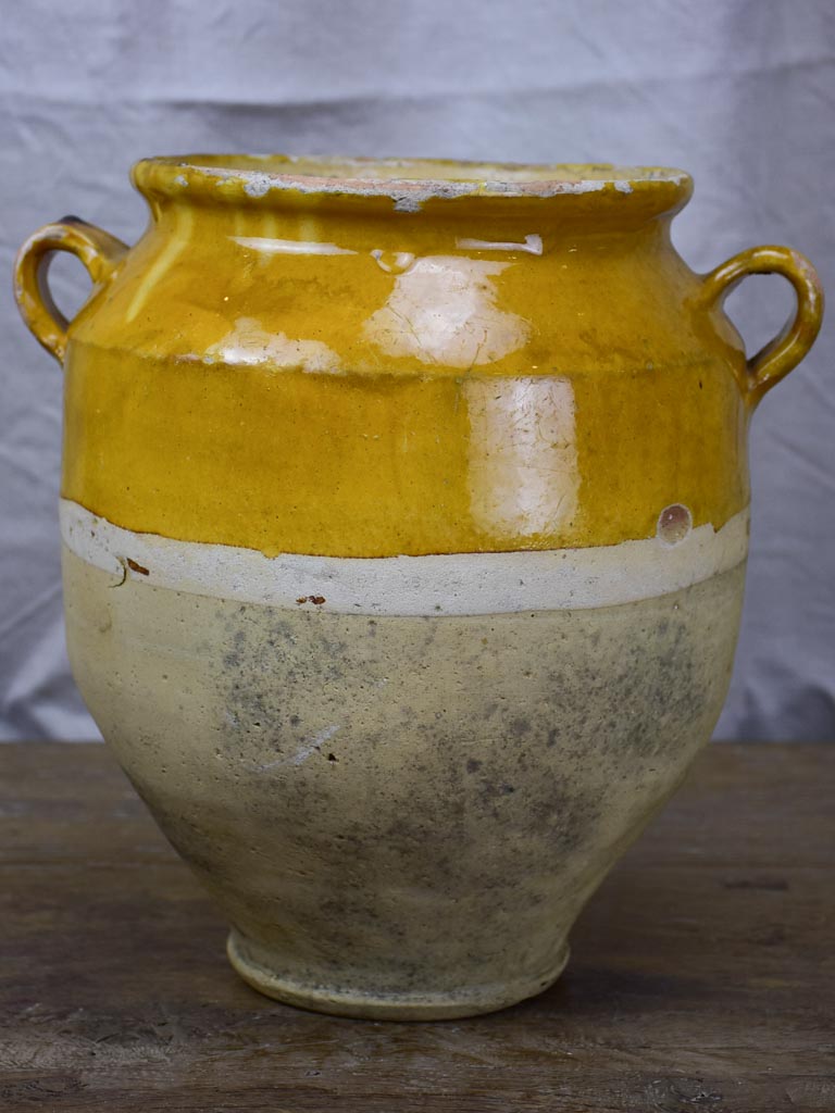 Large French confit pot with ochre glaze 11½"