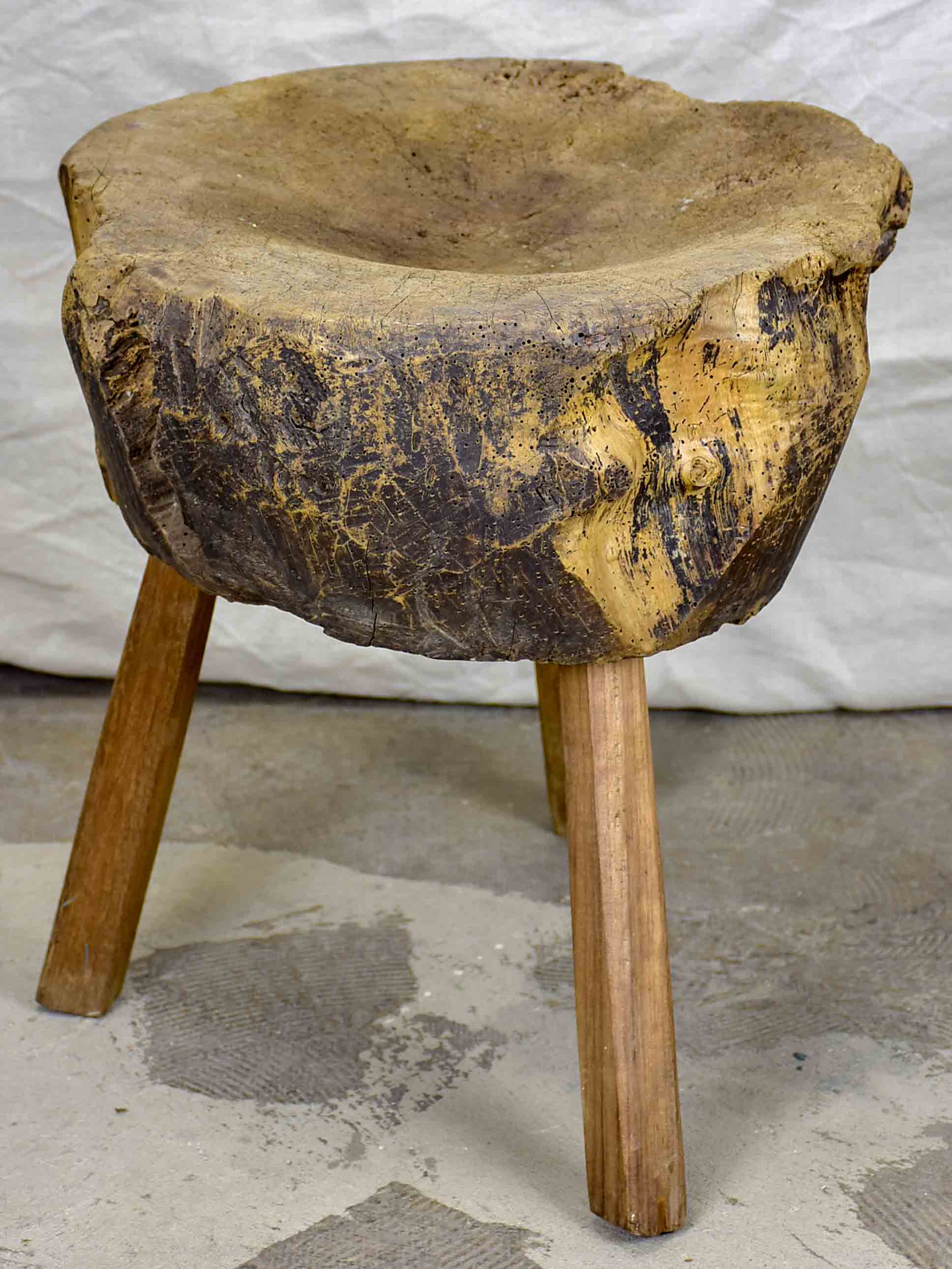 Antique French butcher's block for poultry