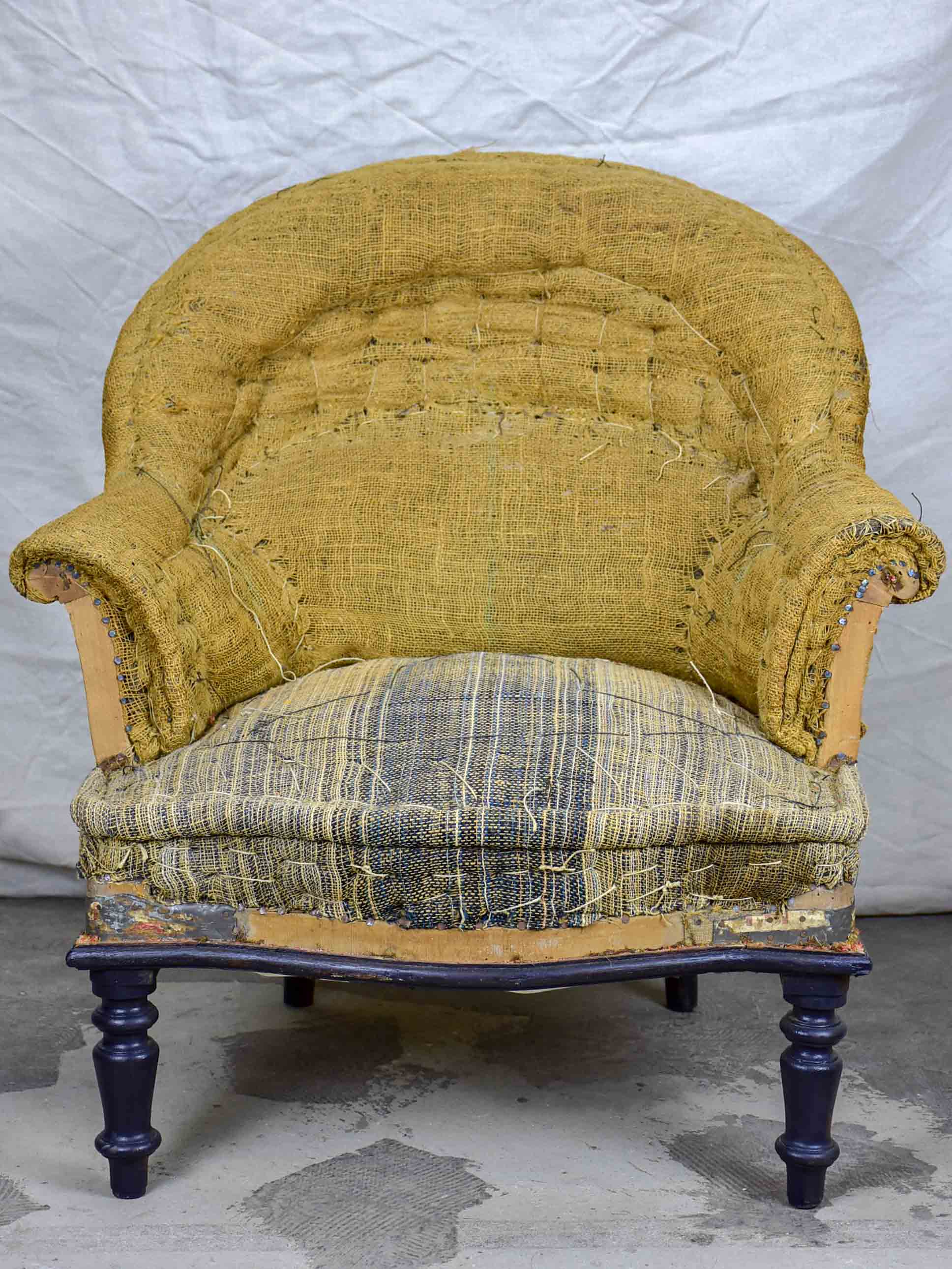 19th Century Napoleon III 'toad' armchair