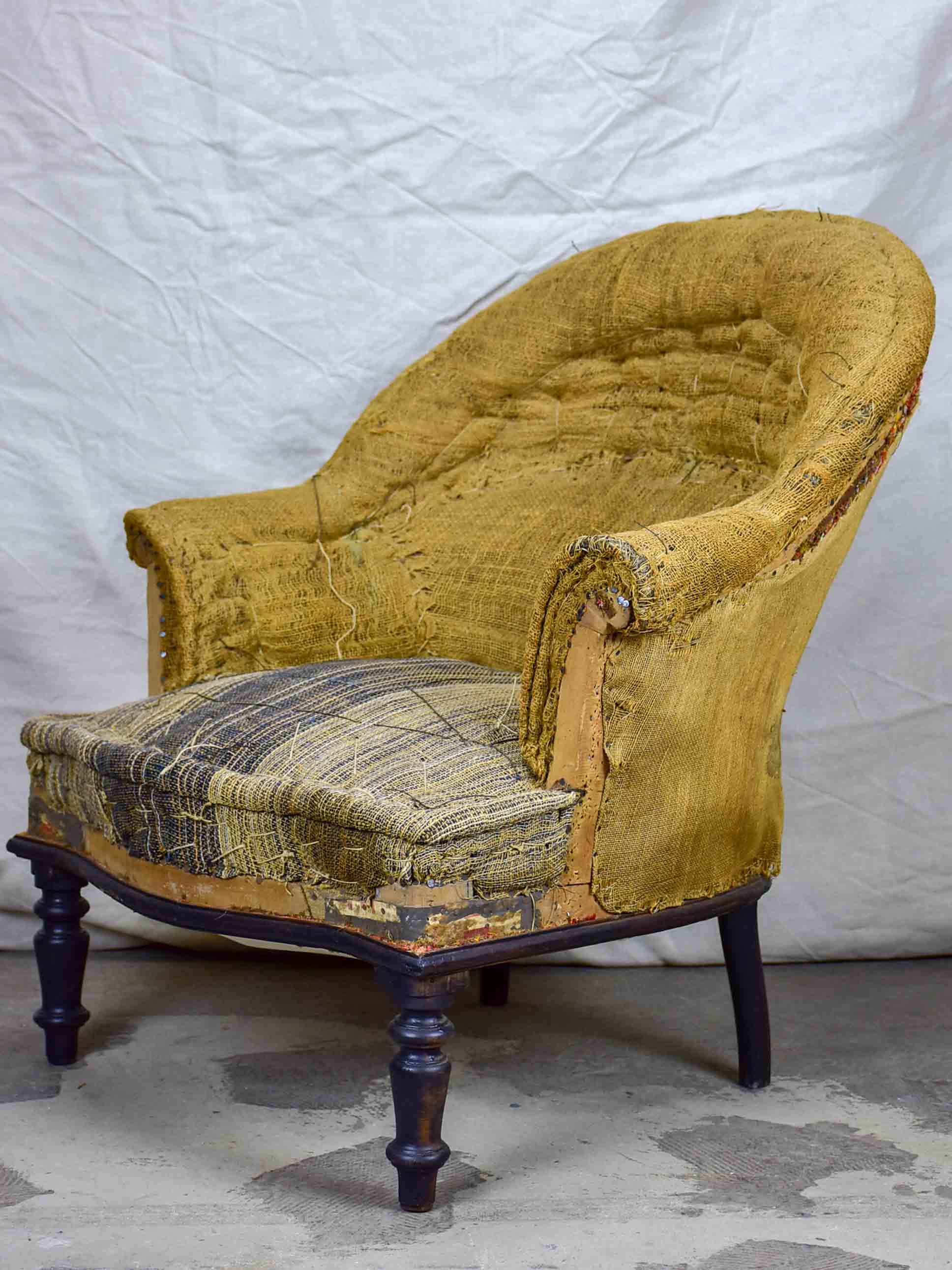 19th Century Napoleon III 'toad' armchair