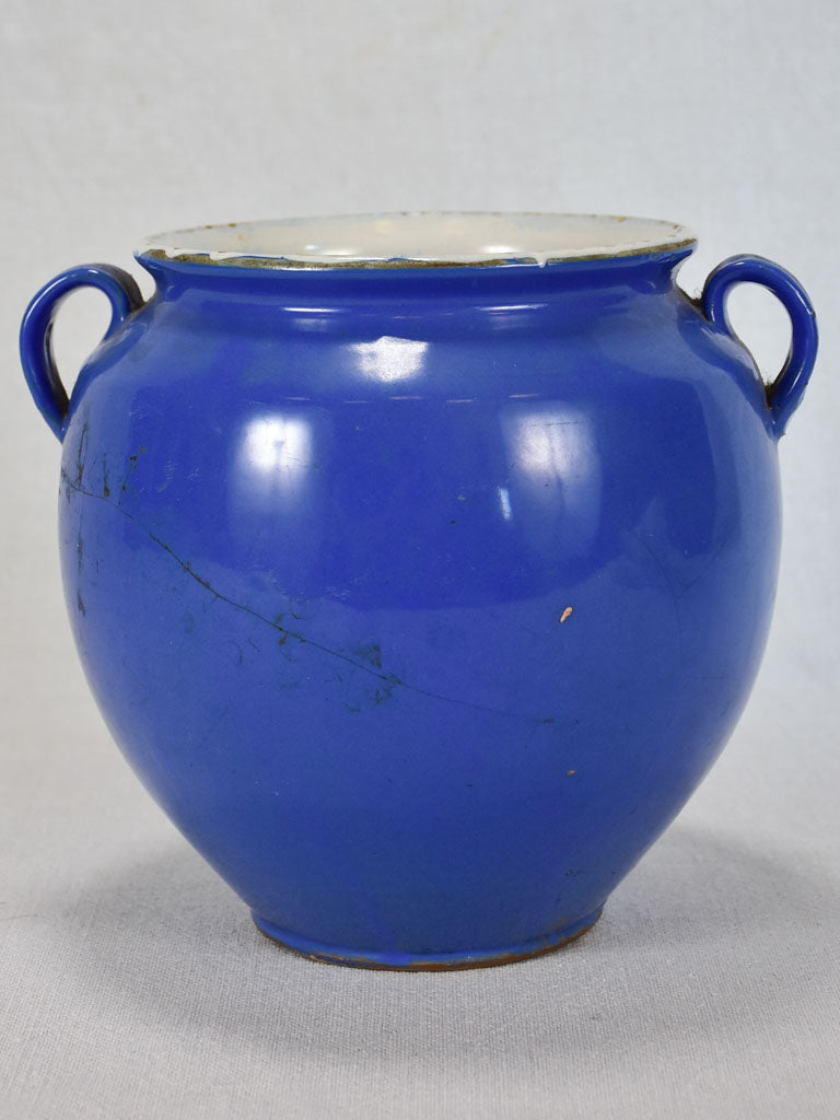 French blue preserving pot 8¼"