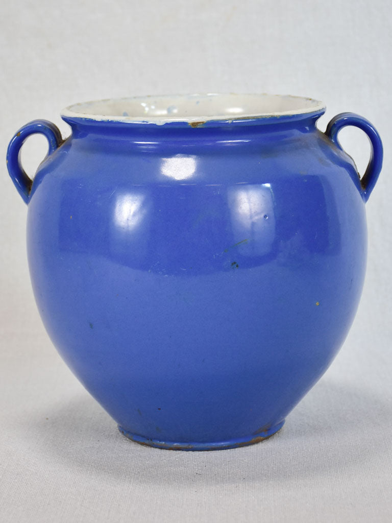 French blue preserving pot 8¼"