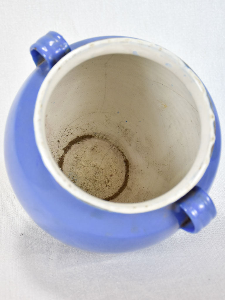 French blue preserving pot 8¼"