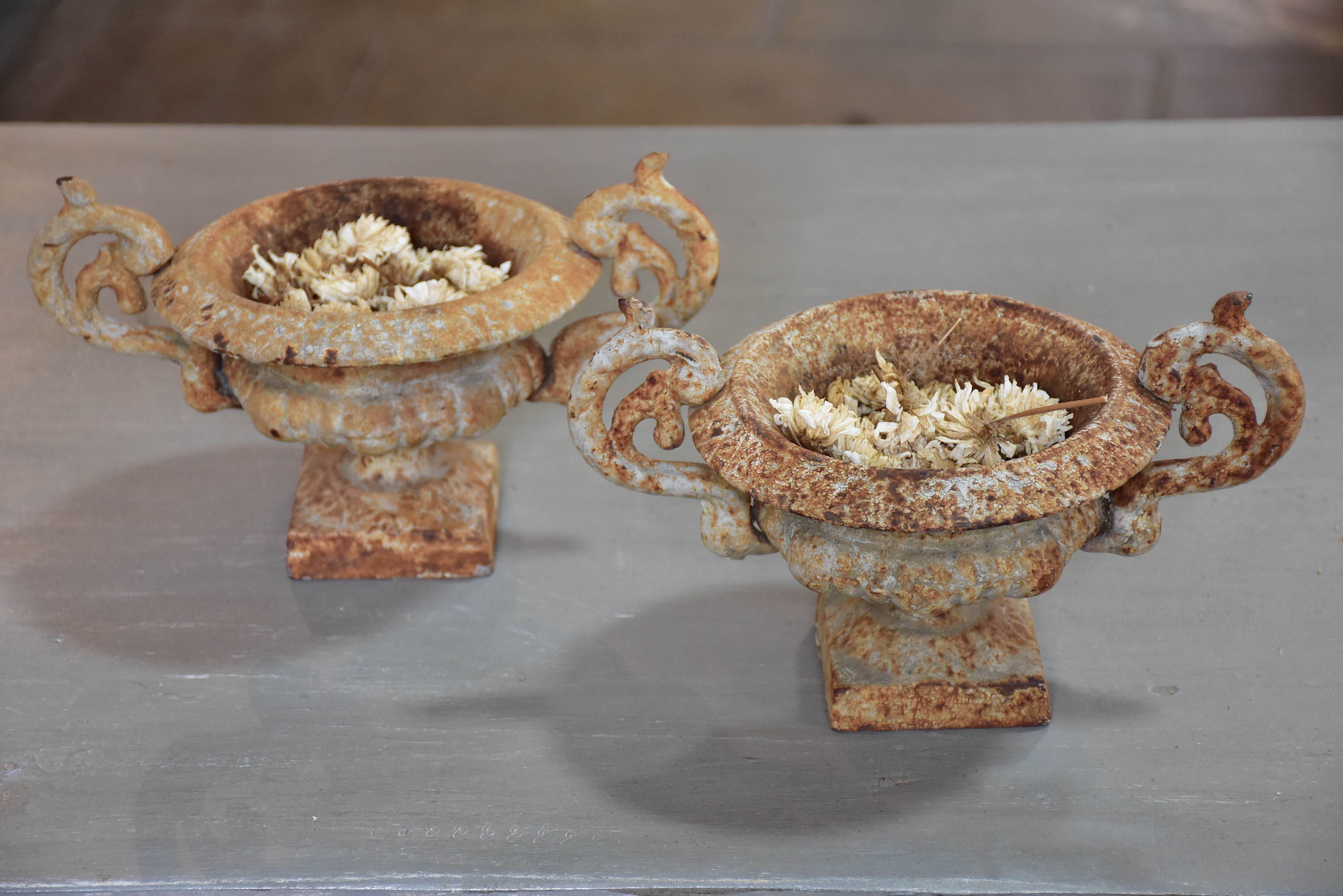 Pair of small antique French Medici urns