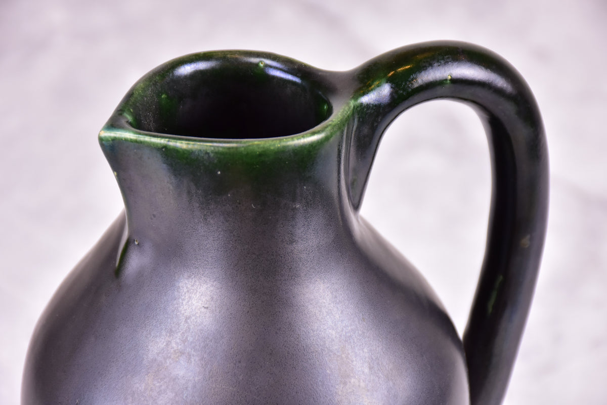 Black mid-century jug signed OUDIN