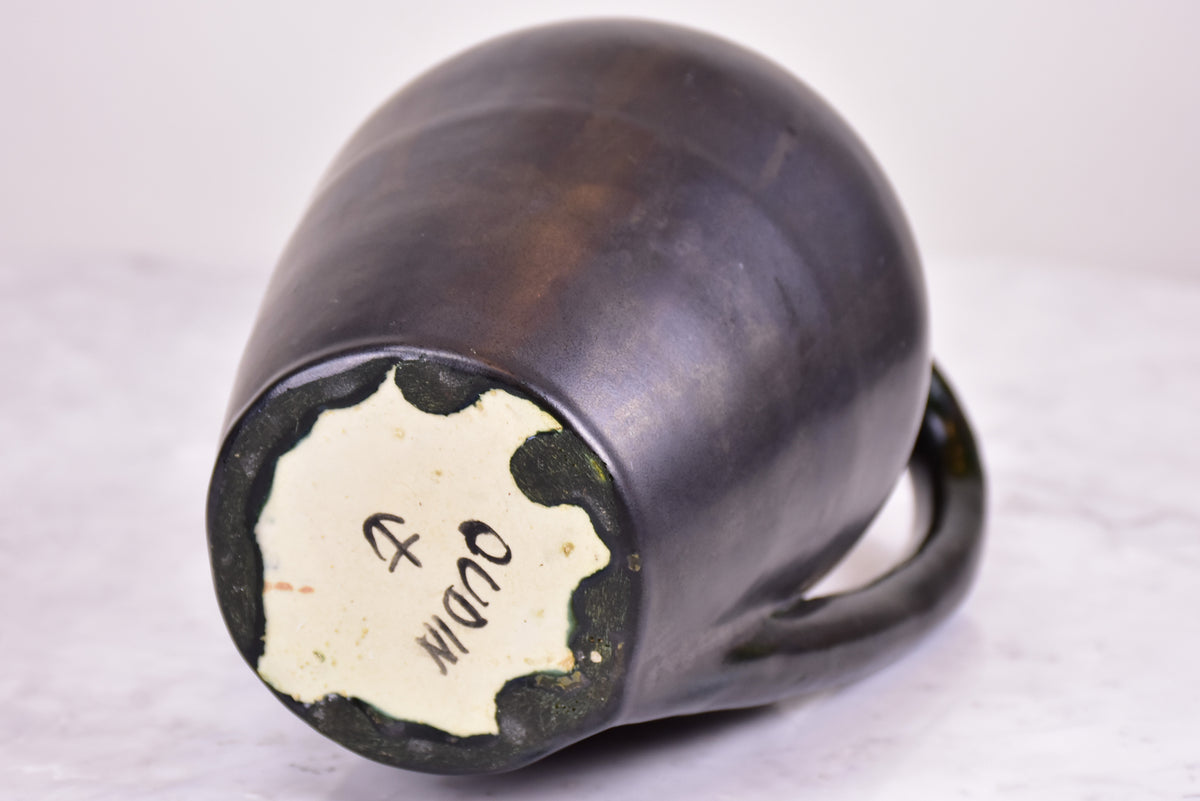 Black mid-century jug signed OUDIN