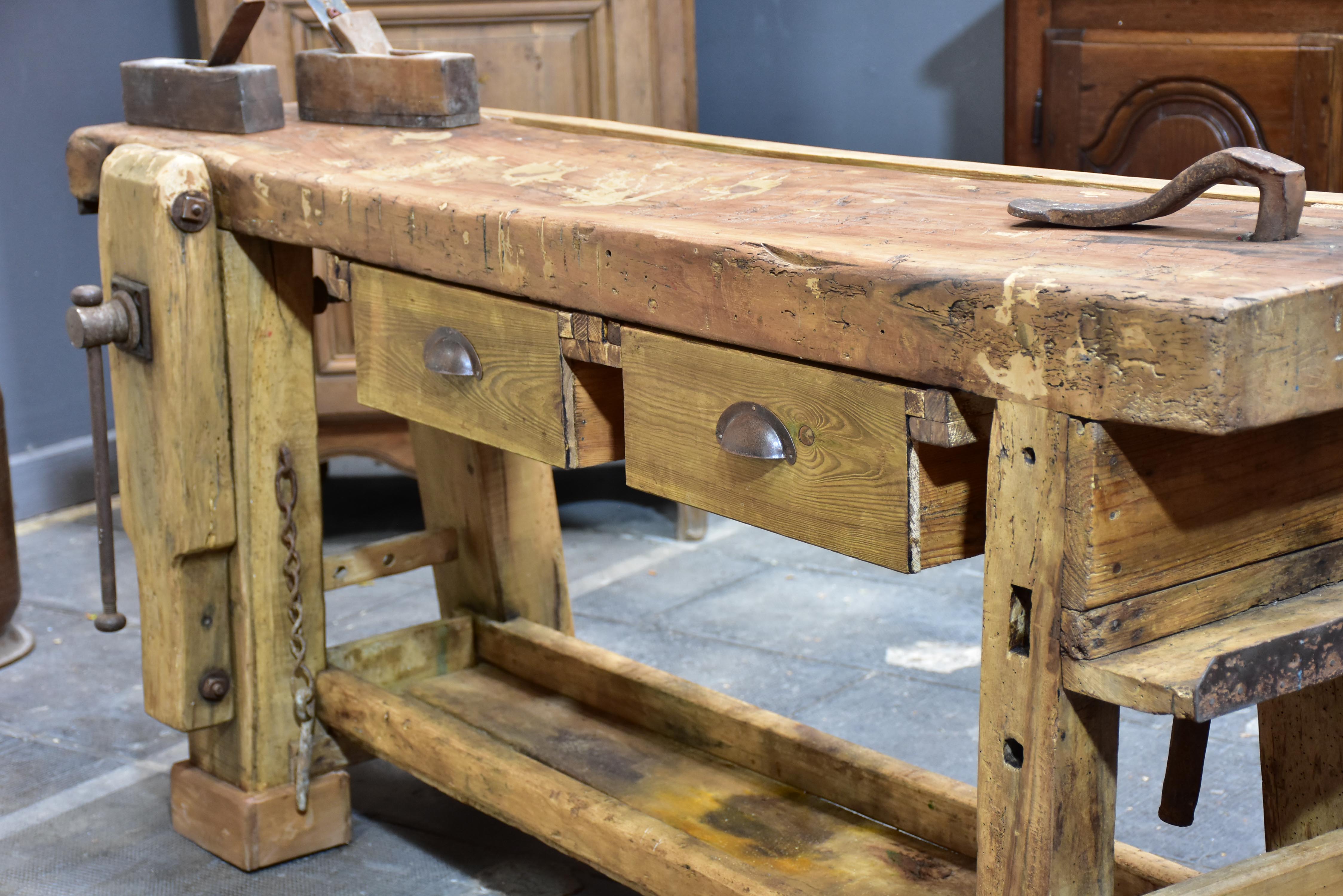 Rustic vintage French workbench