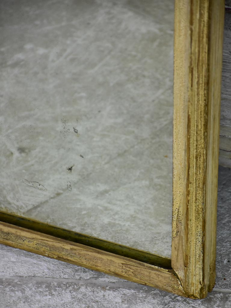 Large early 20th-century rectangular mirror with light wood frame and original glass 69¾" x 17¼"