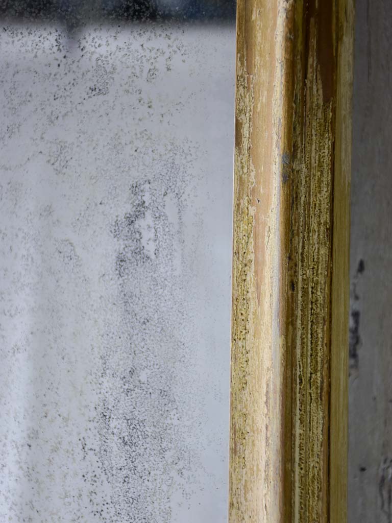 Large early 20th-century rectangular mirror with light wood frame and original glass 69¾" x 17¼"
