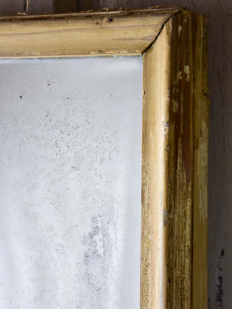 Large early 20th-century rectangular mirror with light wood frame and original glass 69¾" x 17¼"