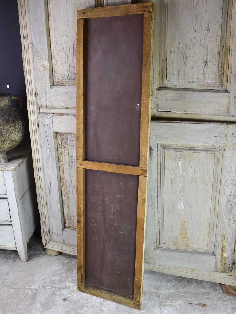Large early 20th-century rectangular mirror with light wood frame and original glass 69¾" x 17¼"
