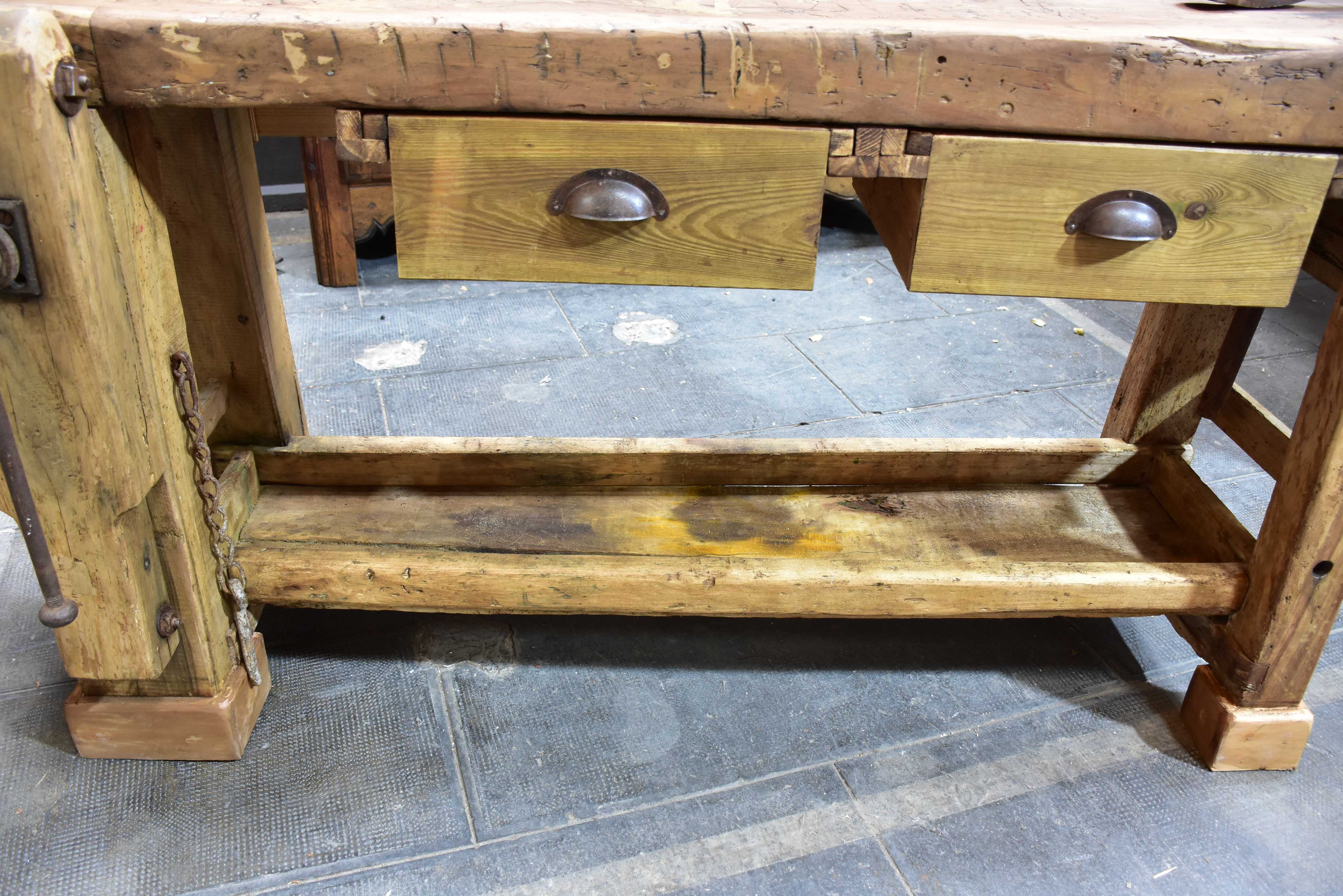 Rustic vintage French workbench