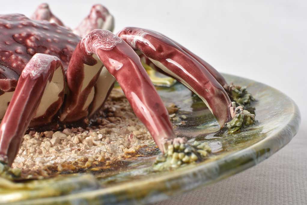 Brightly colored Majolica crab plates