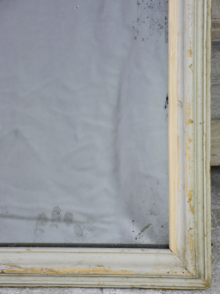 Early 20th-century square mirror with beige timber frame and original glass 34¼"