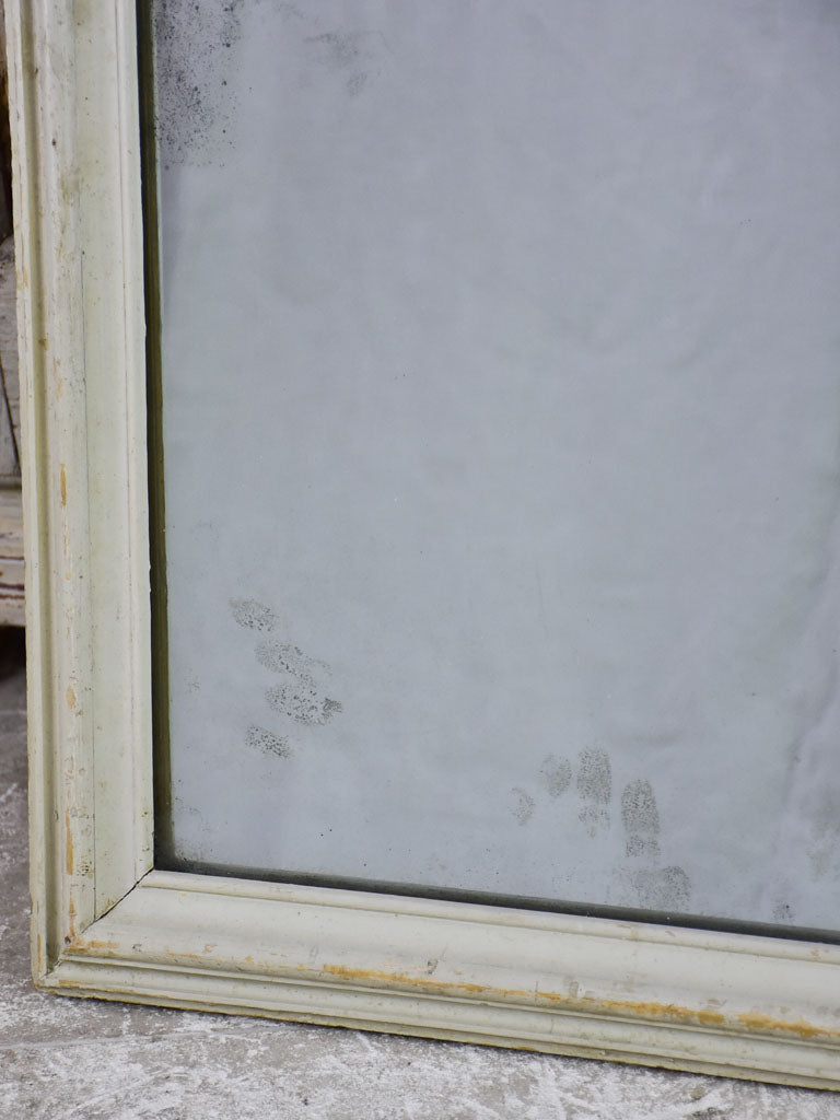 Early 20th-century square mirror with beige timber frame and original glass 34¼"
