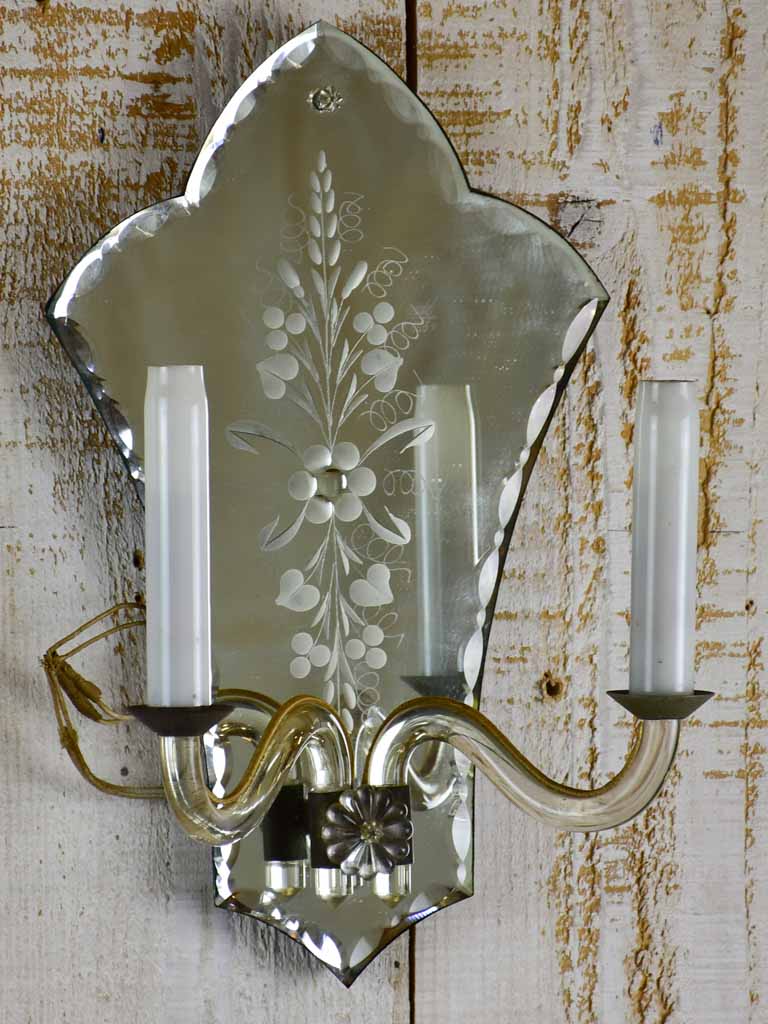 Pair of Venetian style mirrored wall sconces