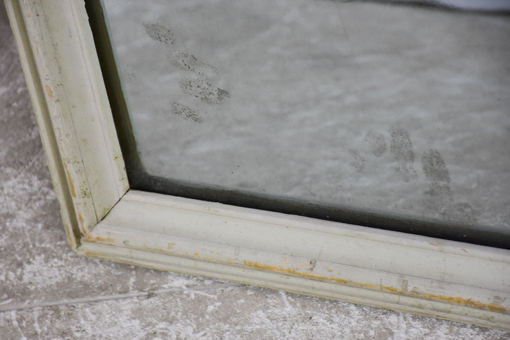 Early 20th-century square mirror with beige timber frame and original glass 34¼"