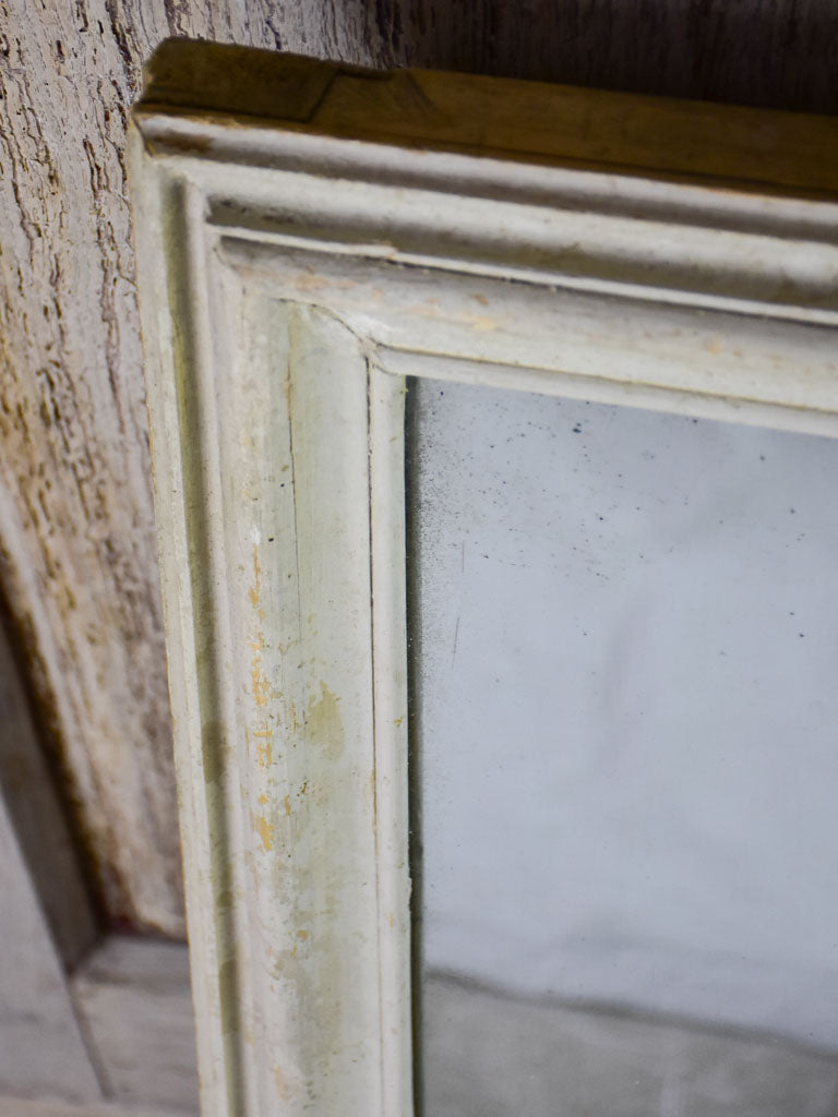 Early 20th-century square mirror with beige timber frame and original glass 34¼"