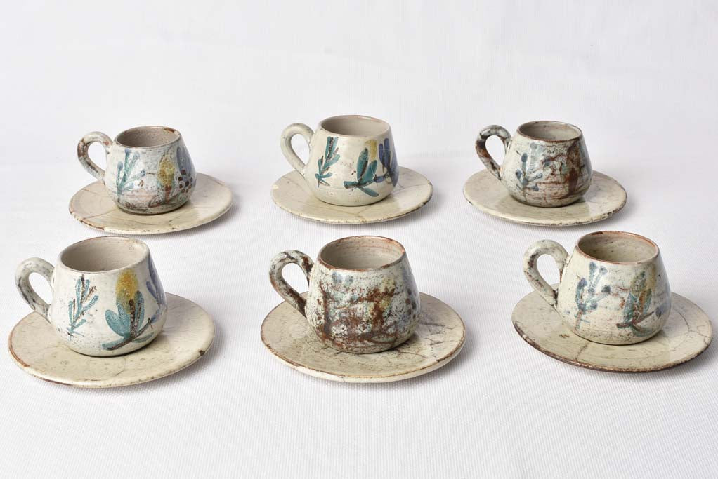 Petite hand painted sandstone coffee service - Jacqueline Reynaud Le Murier (1955-1982)