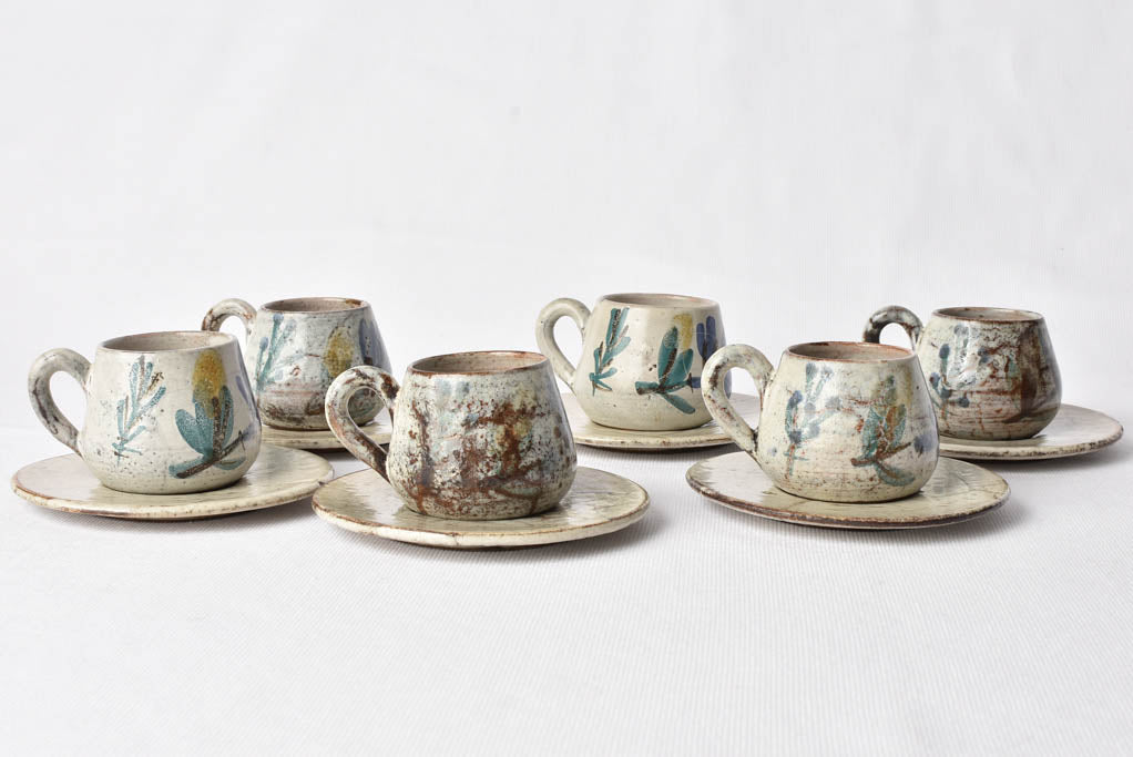 Petite hand painted sandstone coffee service - Jacqueline Reynaud Le Murier (1955-1982)