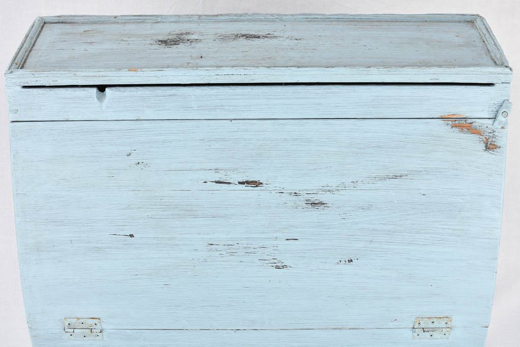 Italian drop front storage console, blue, 27¼"