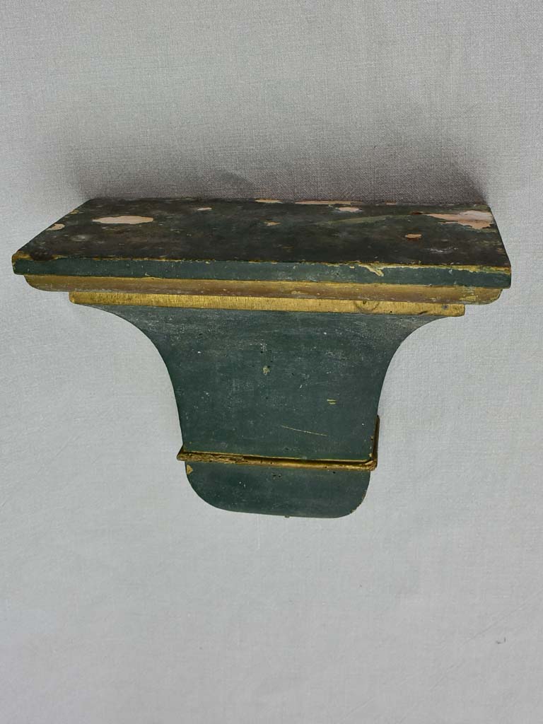 Pair of nineteenth-century French shelves with dark green patina