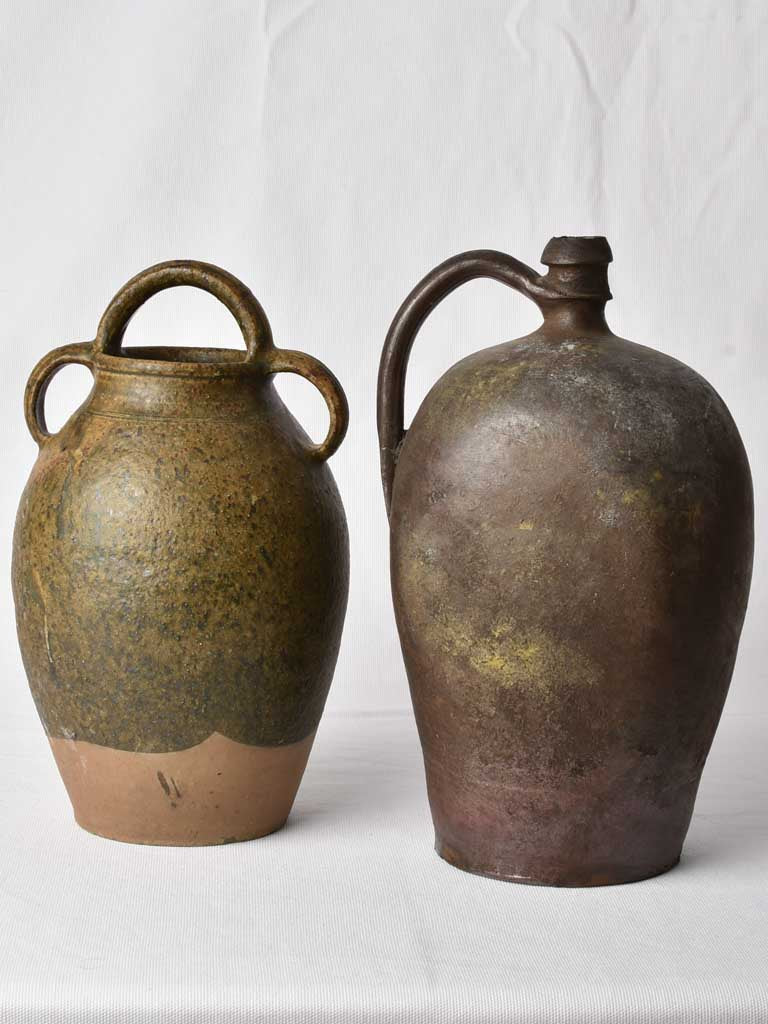 Historic three-handled French antique jug