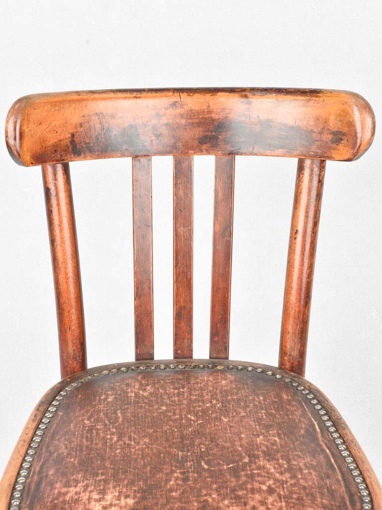 SET OF 3 ANTIQUE FRENCH BISTRO BISTRO CHAIRS WITH MOLESKIN SEATS