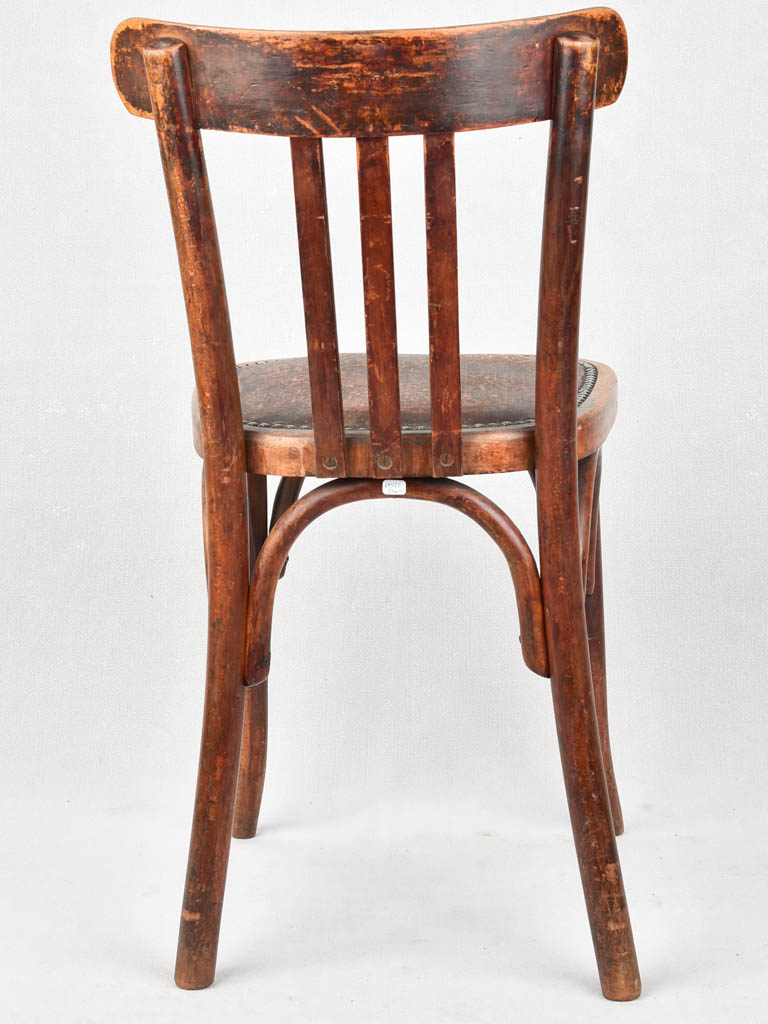 SET OF 3 ANTIQUE FRENCH BISTRO BISTRO CHAIRS WITH MOLESKIN SEATS