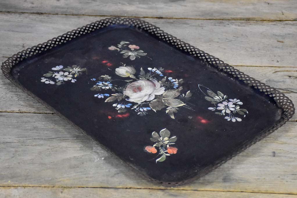 Rustic Napoleon III platter - handpainted 18½" x 13½"