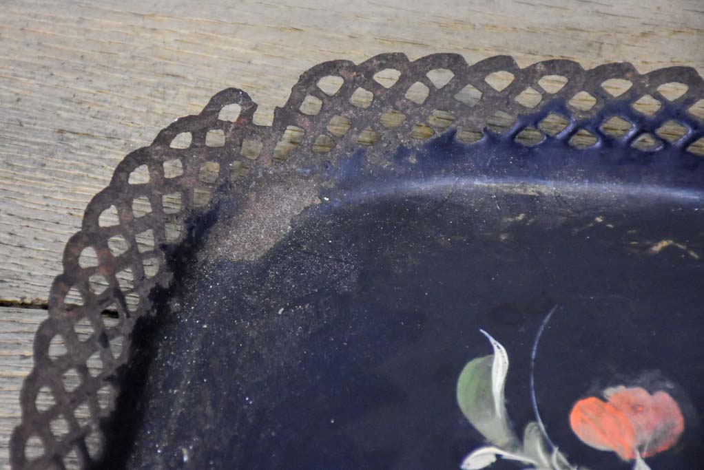 Rustic Napoleon III platter - handpainted 18½" x 13½"