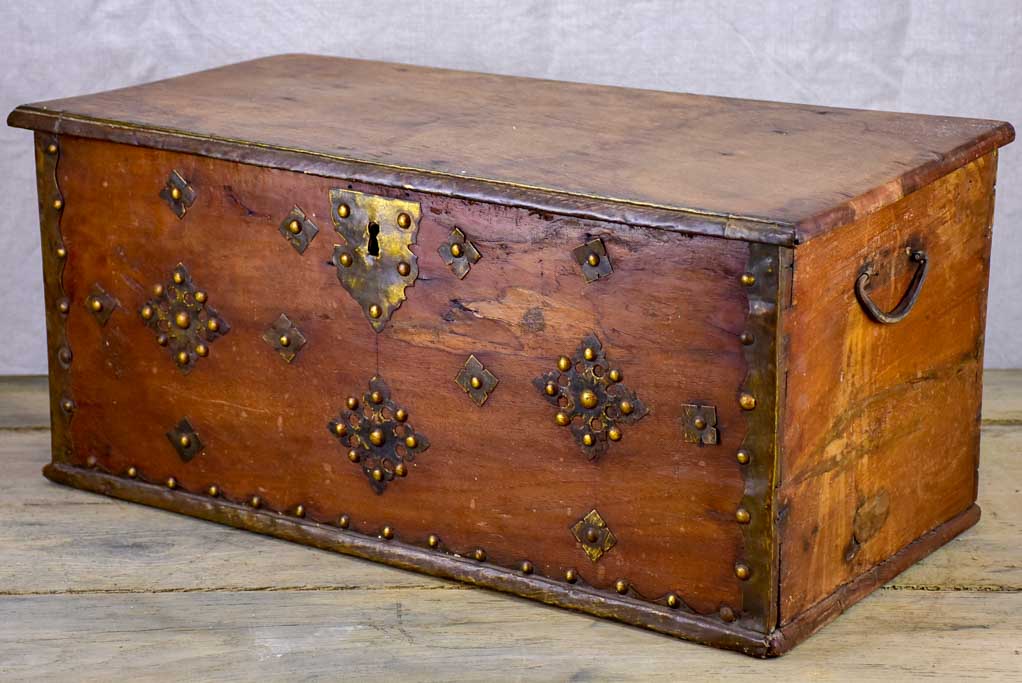 18th Century French travelling trunk with copper decoration