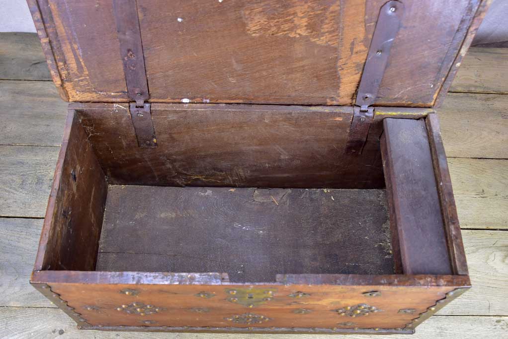 18th Century French travelling trunk with copper decoration