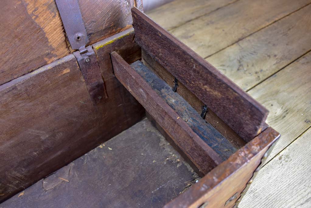 18th Century French travelling trunk with copper decoration