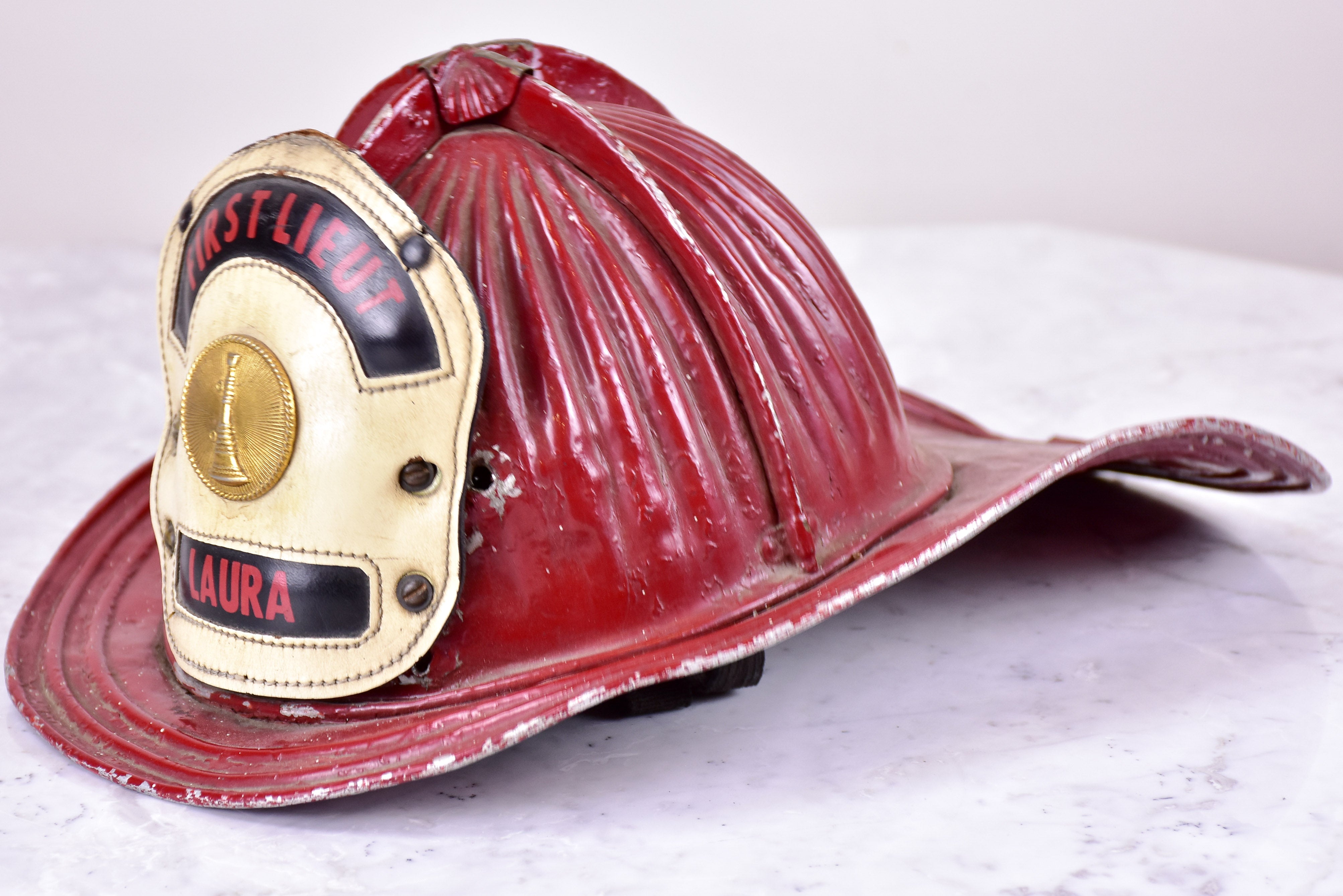 Antique American fireman's helmet