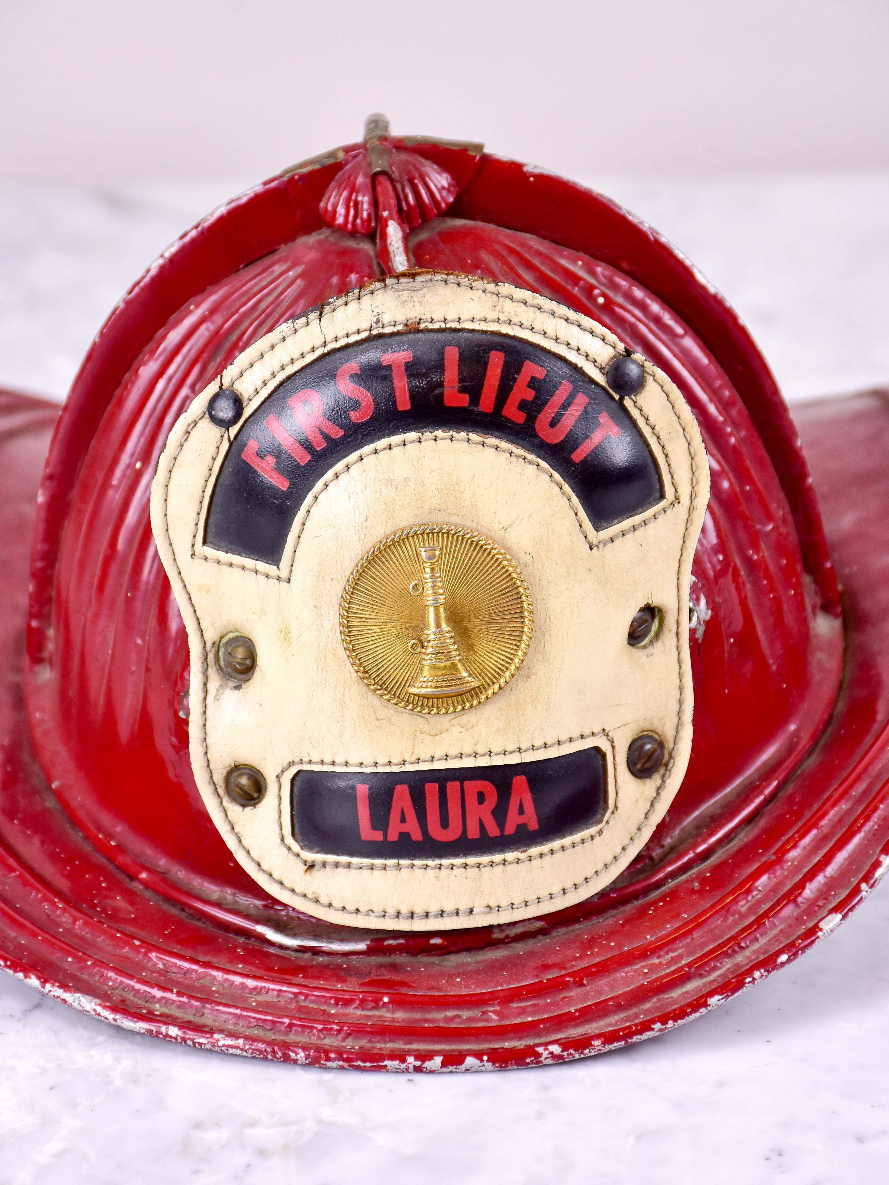 Antique American fireman's helmet
