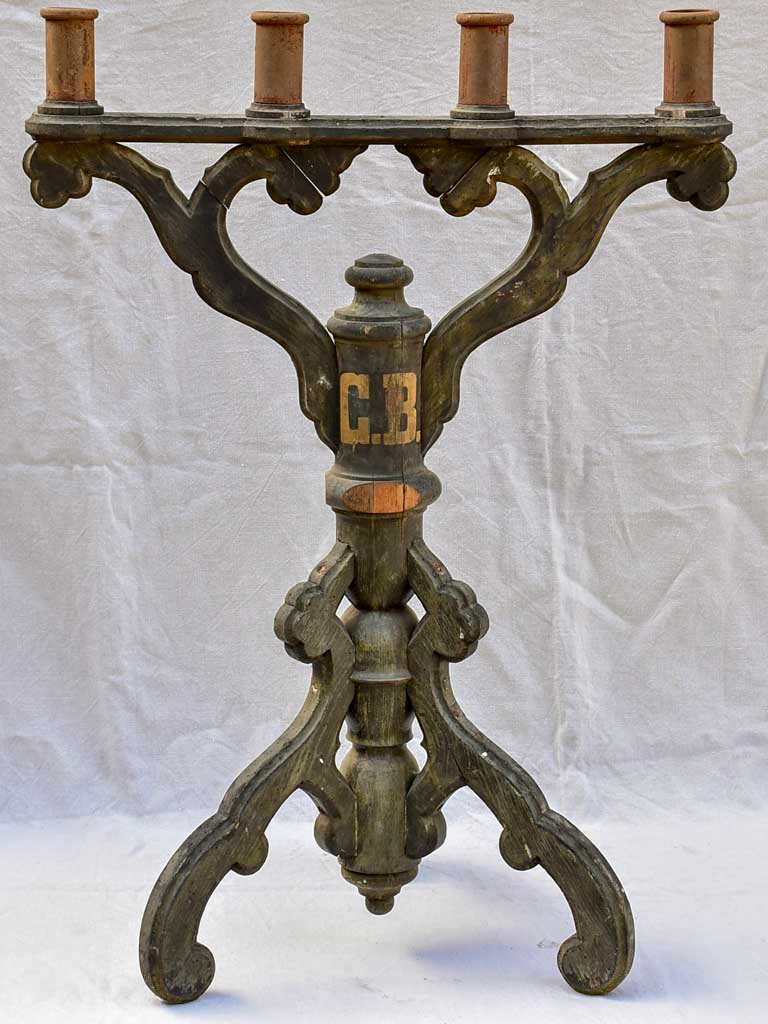 Napoleon III candelabra carved wood with four candleholders monogrammed CB 41""
