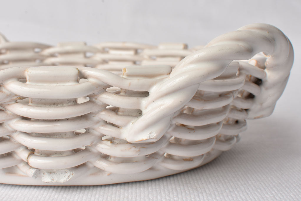 Ceramic Émile Tessier openwork fruit basket - white 9½"