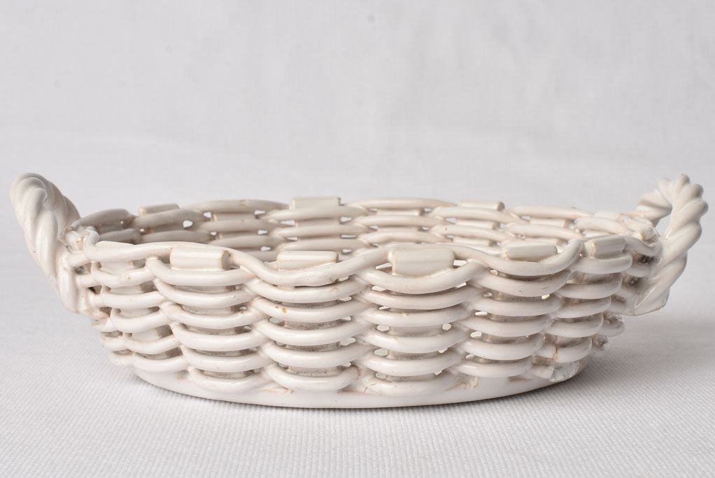 Ceramic Émile Tessier openwork fruit basket - white 9½"