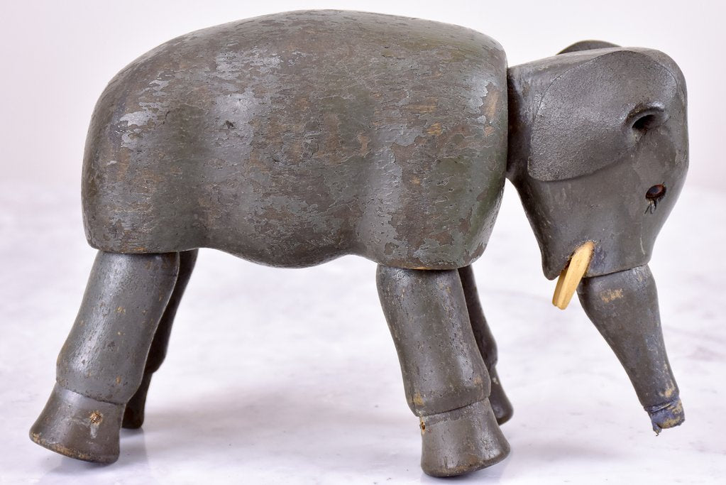 Three antique French toy elephants