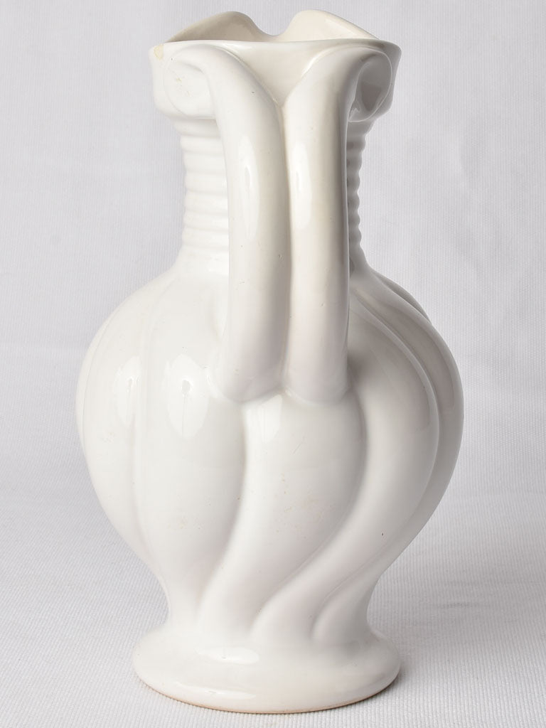 White ceramic vintage flower display vase