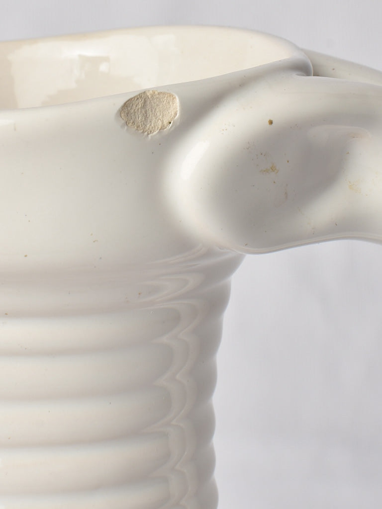 JH initialed white vintage ceramic vase