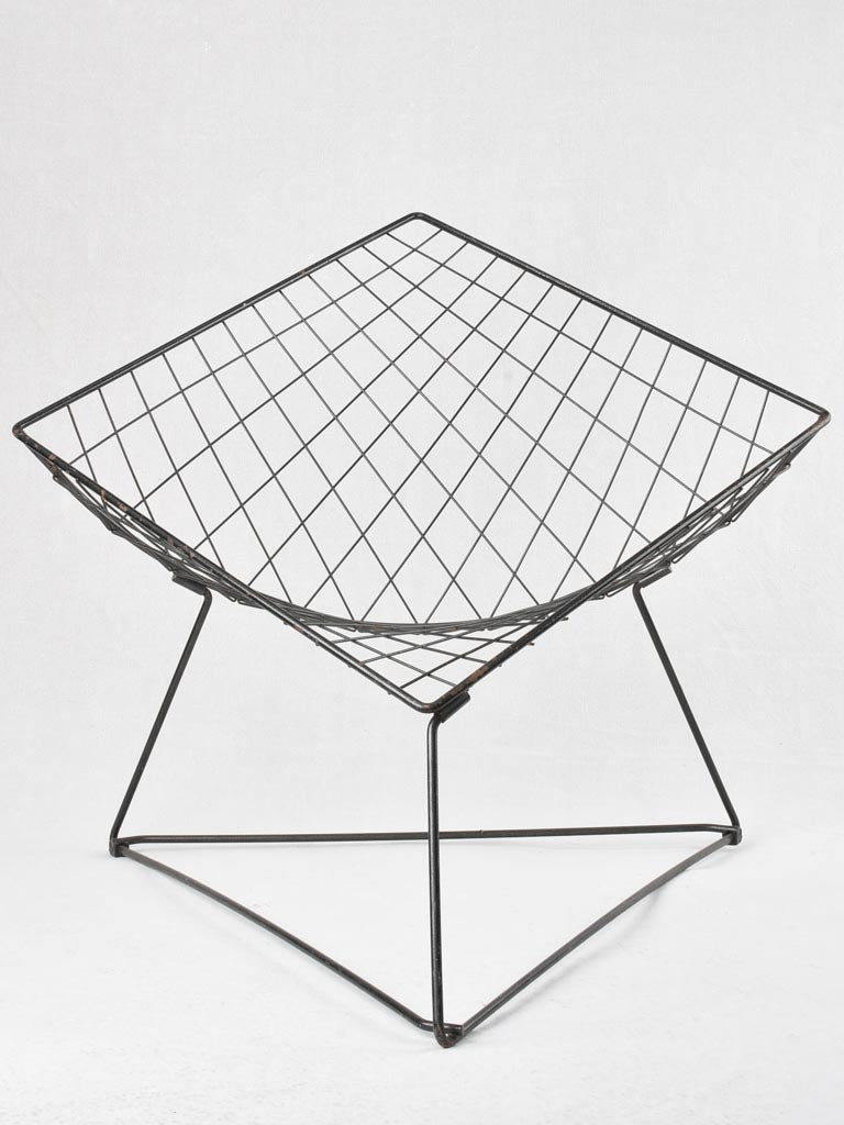 Pair wire frame diamond shaped armchairs