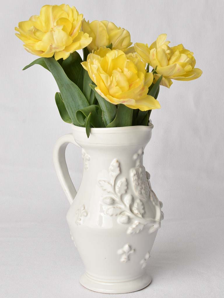 Vintage White Émile Tessier Ceramist Pitcher