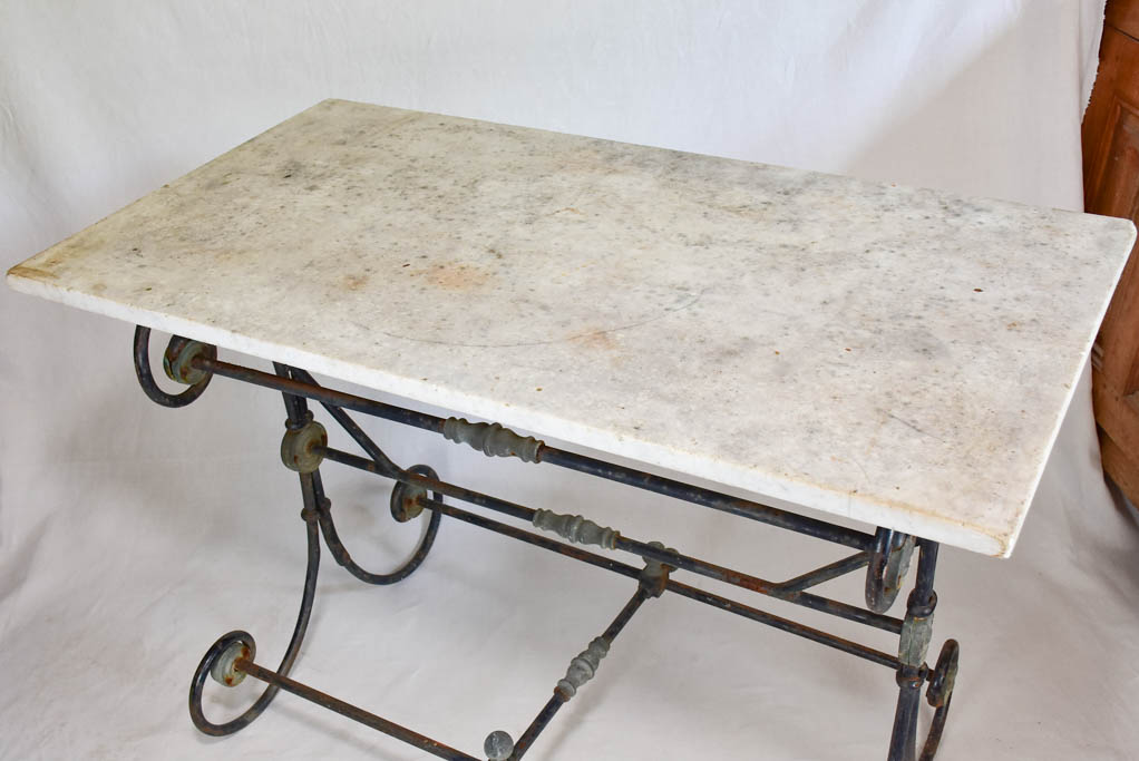 Antique French marble-top butcher's table