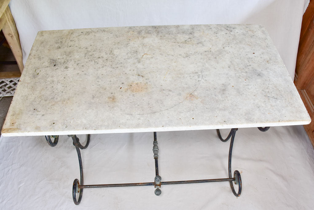 Antique French marble-top butcher's table