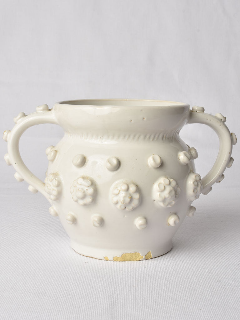 Historical French Relief Decorative Ceramic Pot